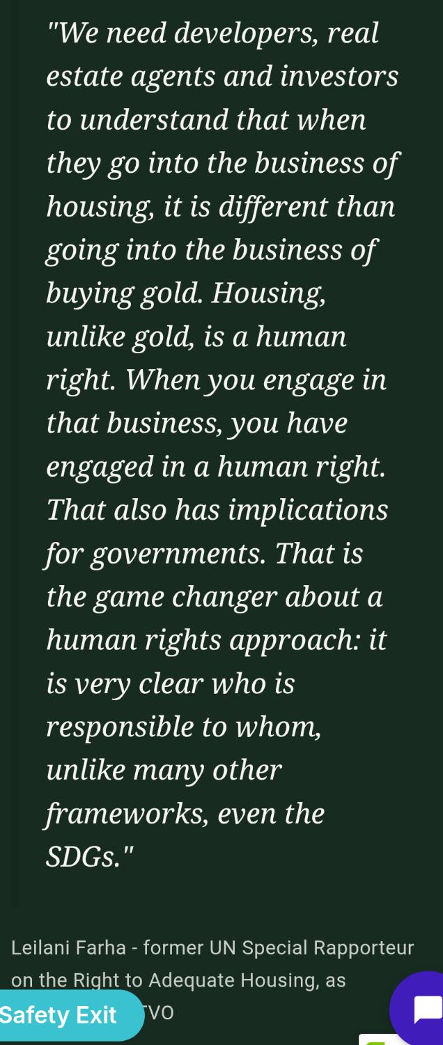 Leilani Farha on housing as a human right
